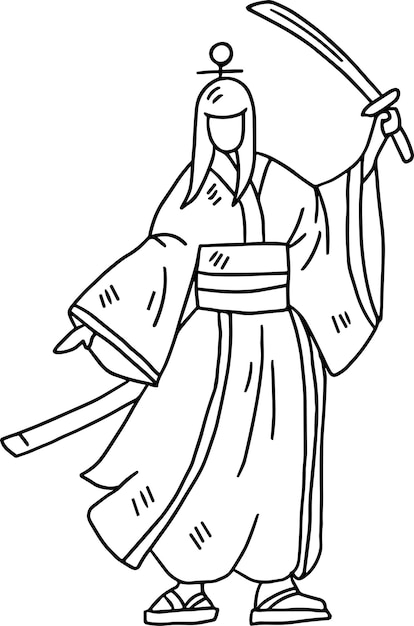 Un hombre con un kimono sosteniendo una espada