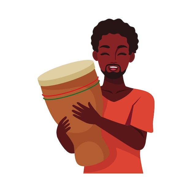 Vector hombre kwanzaa con tambor de djembe