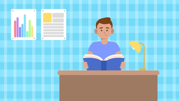 Un hombre leyendo un libro.