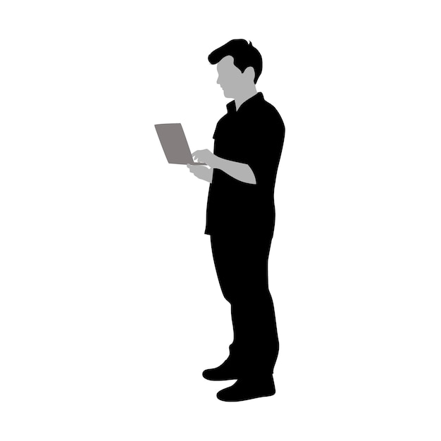 Hombre leyendo libros silueta siluetas de personas con un libro