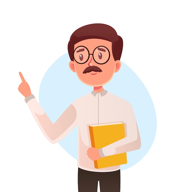 un, hombre, con, un, libro, y, anteojos, tenencia, un, libro