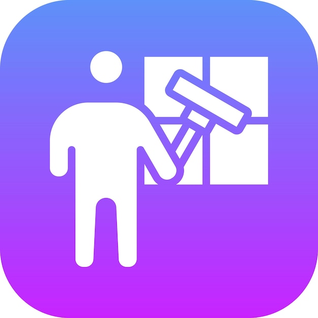 Hombre limpiando la ventana Ilustración del icono vectorial del conjunto de iconos de limpieza