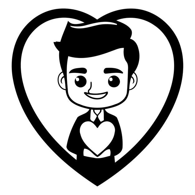 Vector hombre lindo con corazón en forma de corazón ilustración vectorial del día de san valentín