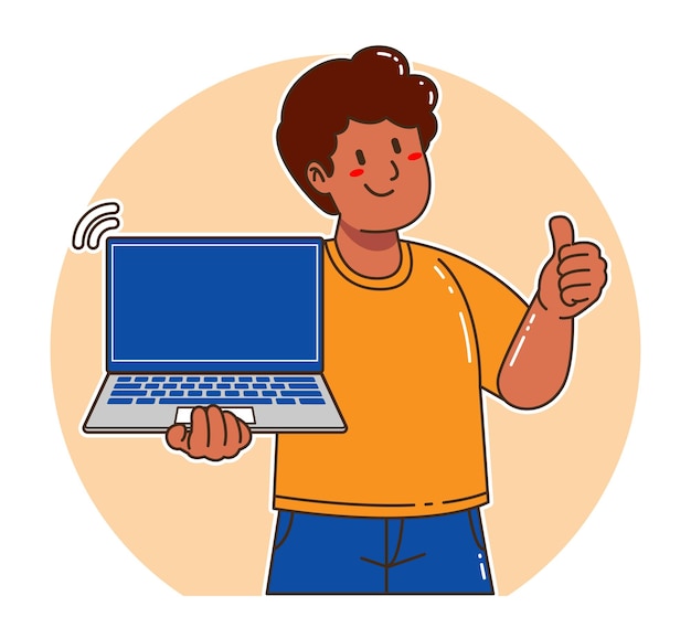 hombre llevando una computadora portátil