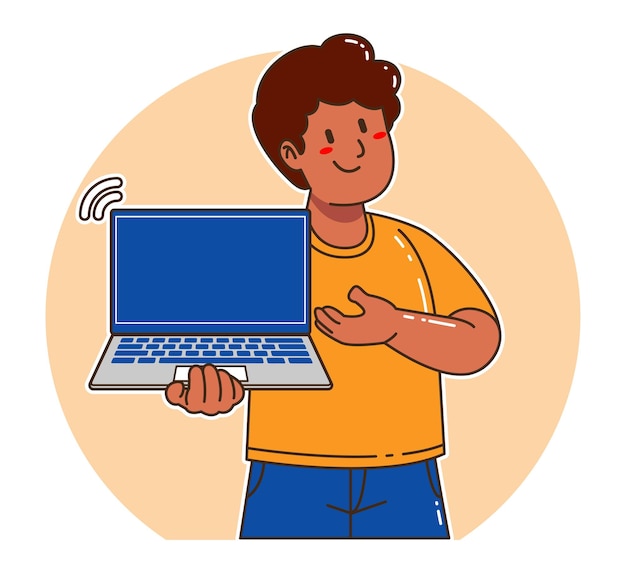 hombre llevando una computadora portátil