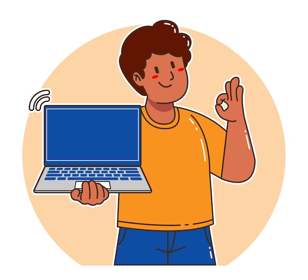 hombre llevando una computadora portátil