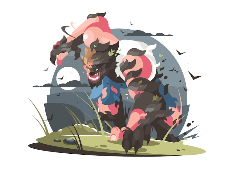Vector hombre lobo para pasar de hombre a lobo