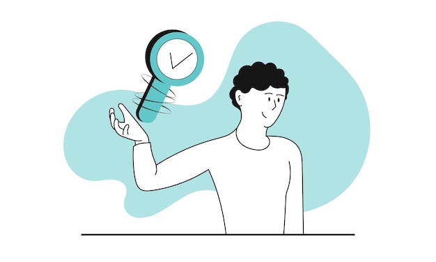 hombre, con, lupa, búsqueda, información, vector, ilustración, concepto, investigación empresarial