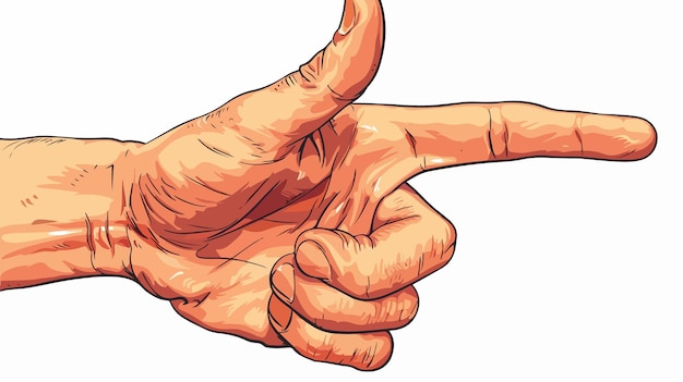 El hombre de la mano del signo de la victoria el gesto del vector plano aislado