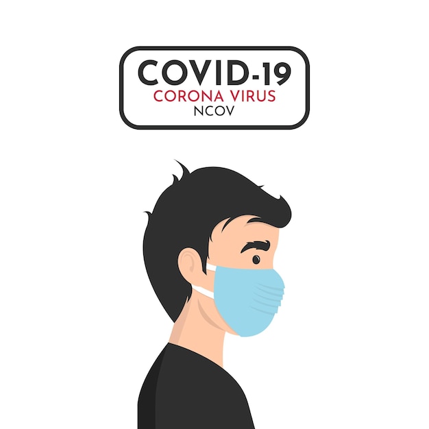 Hombre con máscara de protección médica para prevenir el virus Wuhan Covid19 Niño con máscara quirúrgica