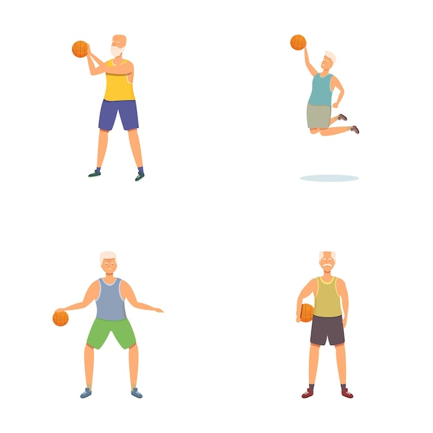 Hombre mayor disfrutando de las actividades de baloncesto