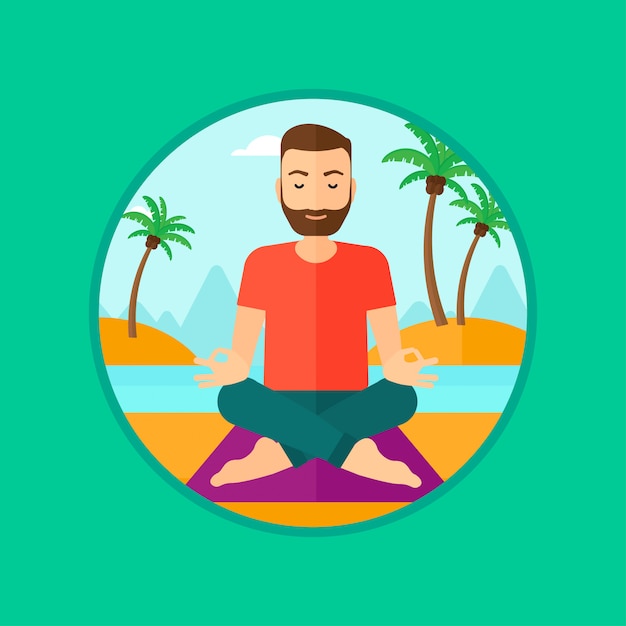 Hombre meditando en posición de loto.