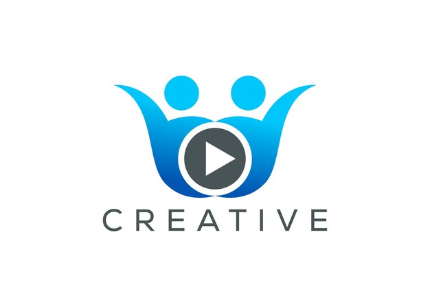 Hombre minimalista y video juego de logotipo plantilla de diseño de logotipo vectorial de entretenimiento de personas modernas creativas