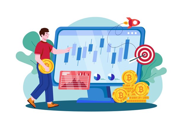 Hombre mirando la mesa de operaciones de criptomonedas