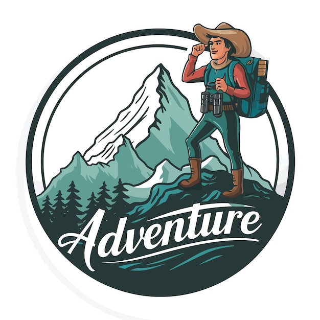 un hombre con una mochila y un sombrero en la cabeza está de pie frente a una montaña