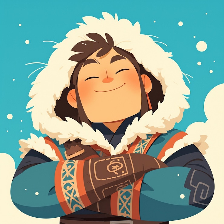Vector hombre mongol con el traje tradicional de los pastores