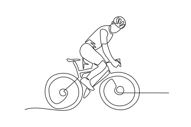 Hombre montando una bicicleta Concepto de ciclismo dibujo en línea