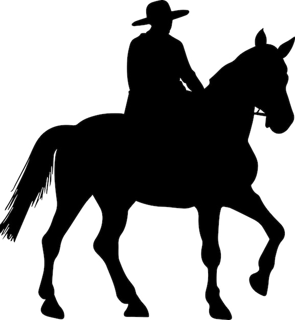 un hombre montando un caballo silueta vectorial