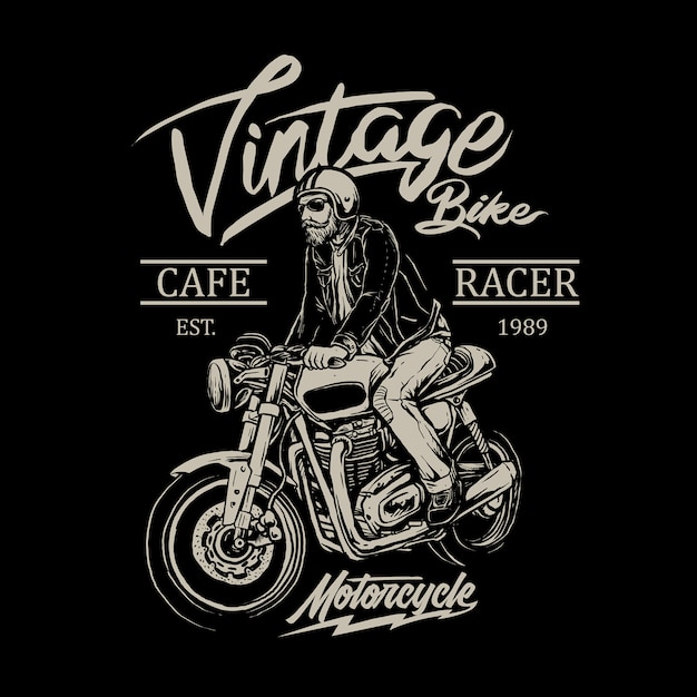 Hombre montando cafe racer moto insignia