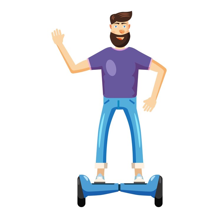 Vector hombre montando icono de hoverboard ilustración de dibujos animados de hombre montando icono de vector de hoverboard para diseño web