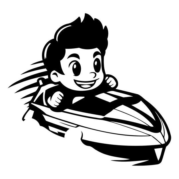 Vector hombre montando en jet ski ilustración vectorial de un niño montando en jetski