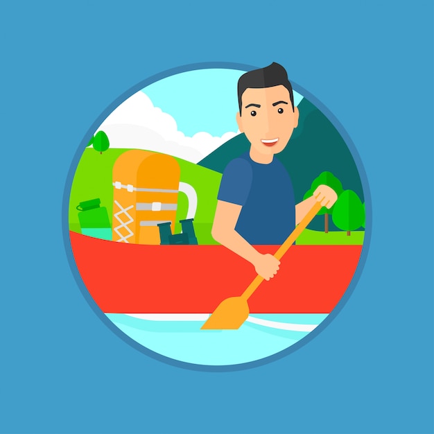 Hombre montando en kayak.