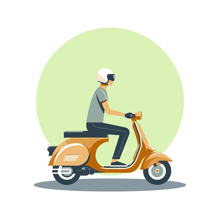 Hombre montando un scooter ilustración vectorial de diseño plano