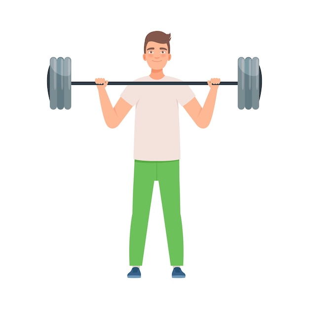 Hombre moreno con una barra Ilustración vectorial