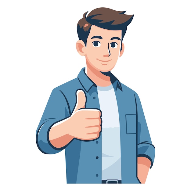 Hombre mostrando los pulgares hacia arriba Ilustración vectorial Hombre feliz mostrando el signo de aprobación del gesto OK