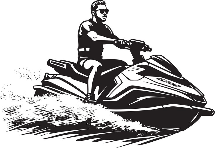 Vector un hombre en una motocicleta con una imagen en blanco y negro de un hombre en la espalda