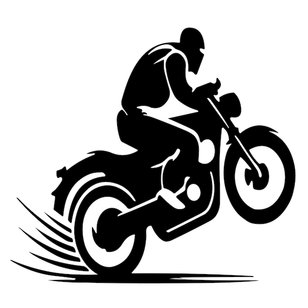 Vector un hombre en una motocicleta está saltando en el aire.