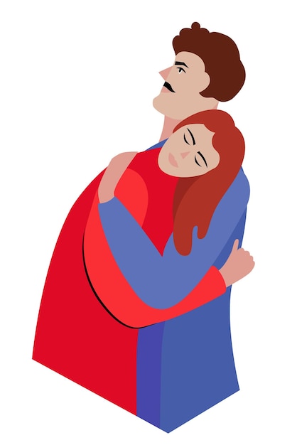 Un hombre y una mujer se abrazan ilustración vectorial de un hombre y una hombre enamorados