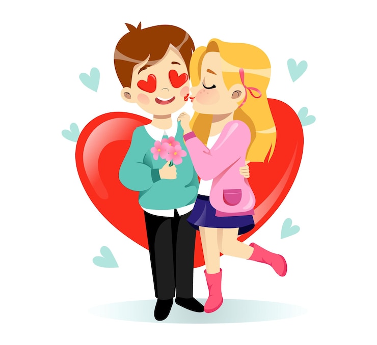 Vector hombre y mujer abrazándose cariñosamente