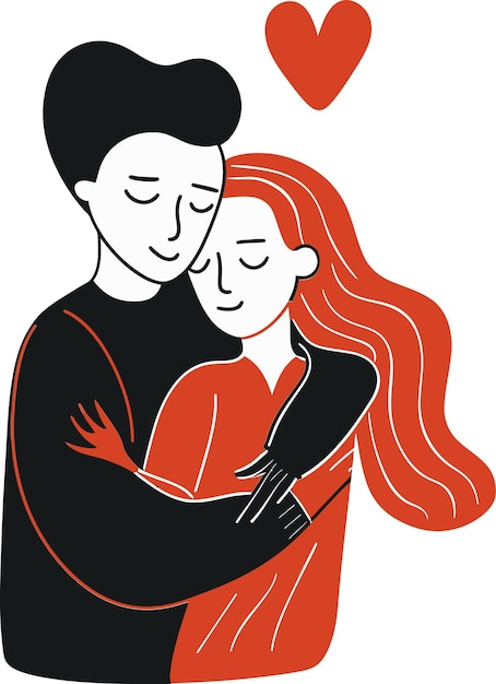 un hombre y una mujer abrazándose con un corazón en el pecho