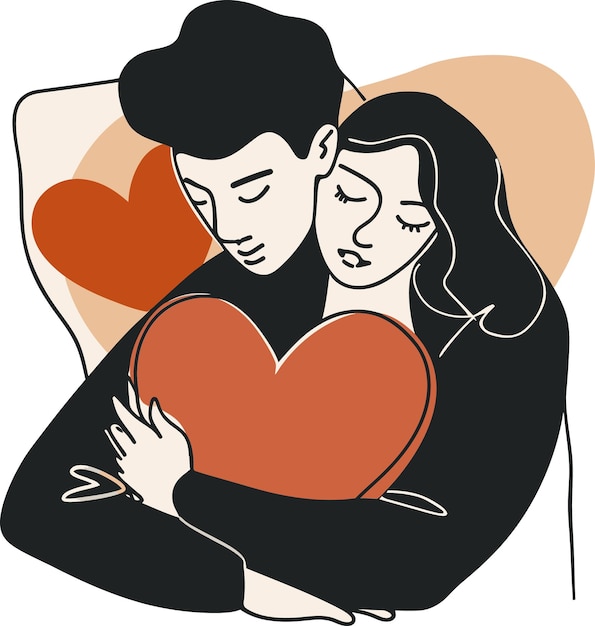 un hombre y una mujer abrazándose con un corazón que dice amor