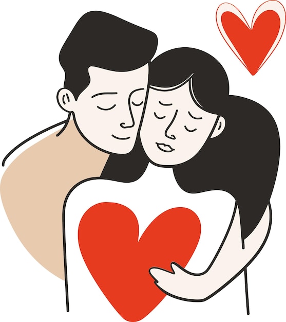 un hombre y una mujer abrazándose con un corazón que dice amor