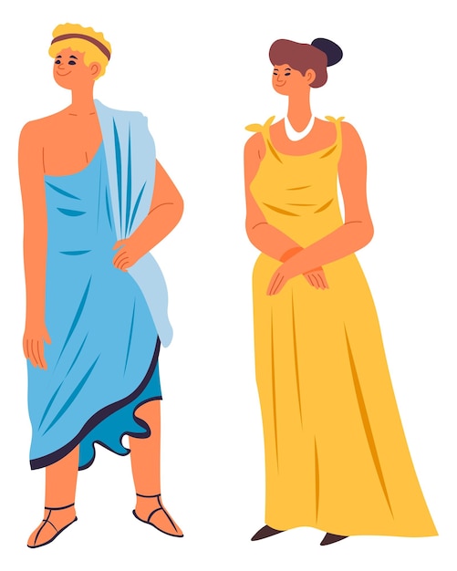 hombre y mujer, en, antiguo, grecia, o, roma, vector