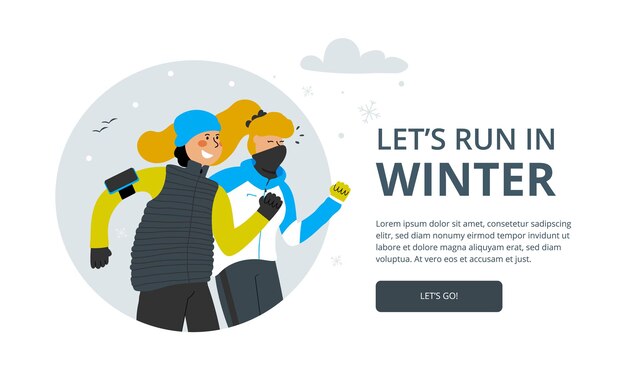 Un hombre y una mujer corren. Estilo de vida activo. Corriendo juntos. Deportes en la estación fría. Vector ilustración plana.