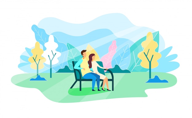 Hombre y mujer descansan en parque artificial ilustración