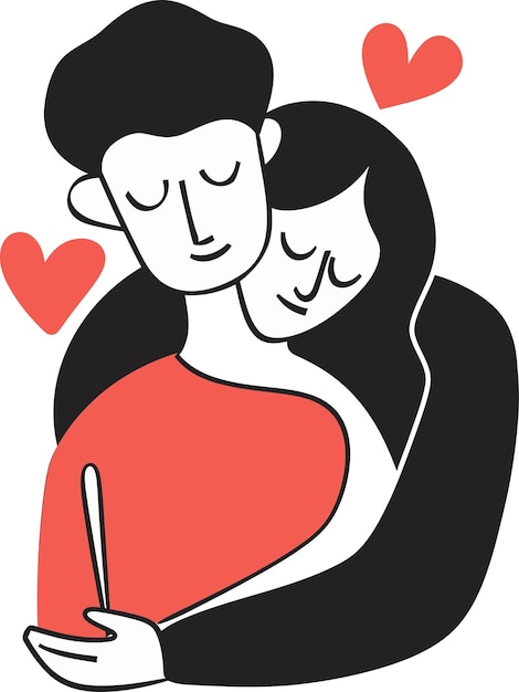 un hombre y una mujer se están abrazando con amor en el fondo