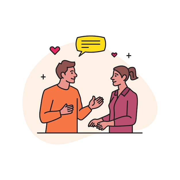 un hombre y una mujer hablando entre sí