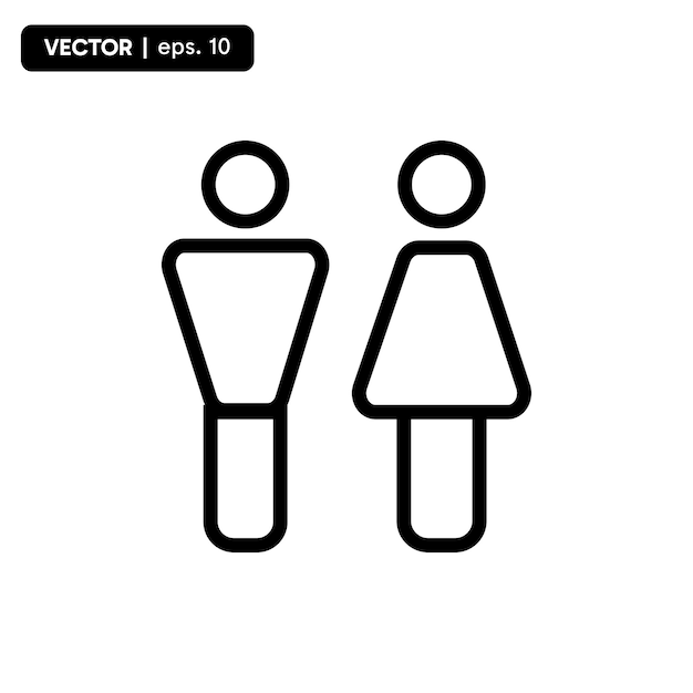 Hombre y mujer icono vector masculino y femenino símbolos icono para el inodoro de información