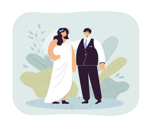 Hombre y mujer en la ilustración de la boda