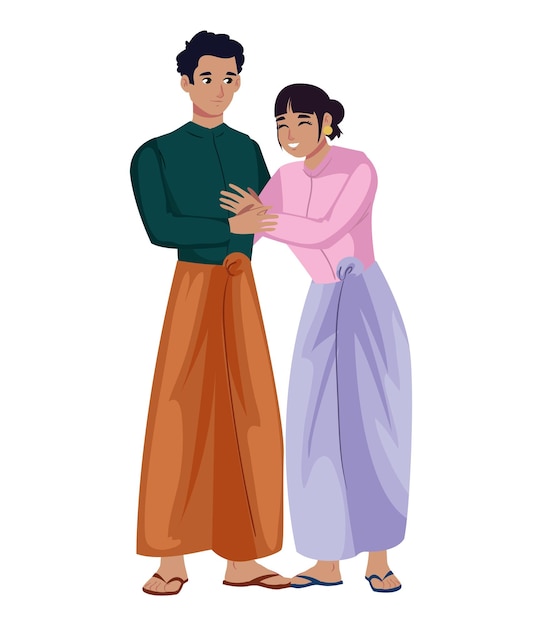 hombre y mujer de Myanmar