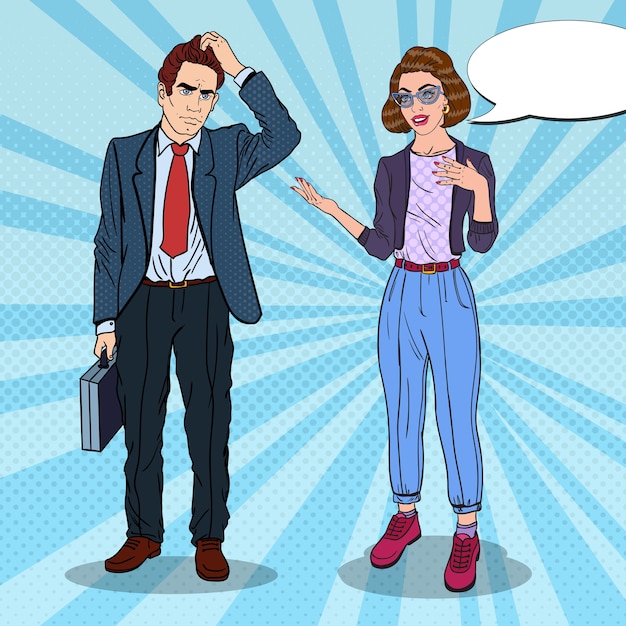 Hombre y mujer, teniendo una conversación