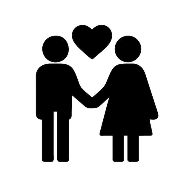 un hombre y una mujer se toman de la mano y un corazón símbolo de amor