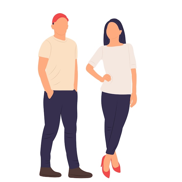 Hombre y mujer en vector de estilo plano