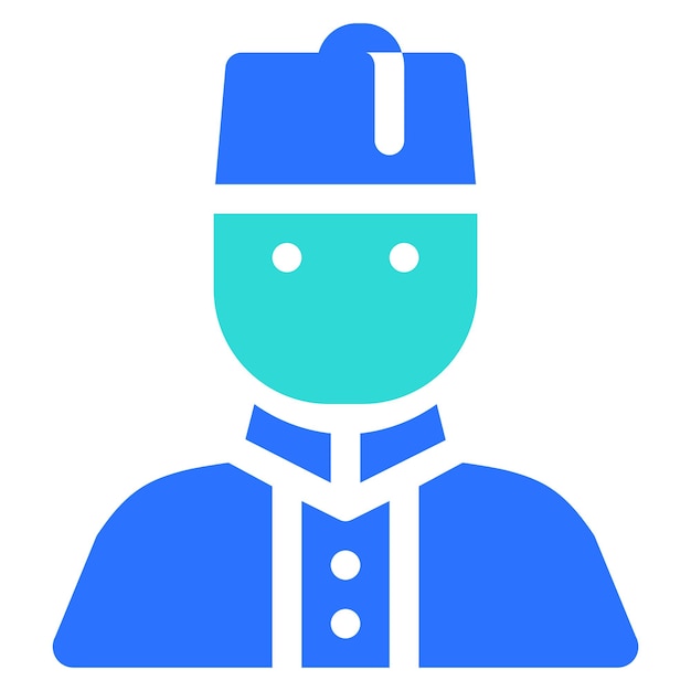 Hombre musulmán sombrero turco pueblo islámico icono plano vector