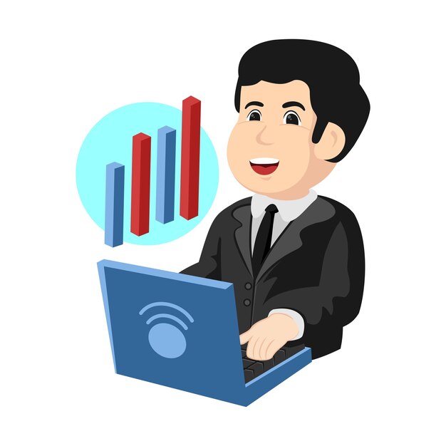 El hombre de negocios analizando datos