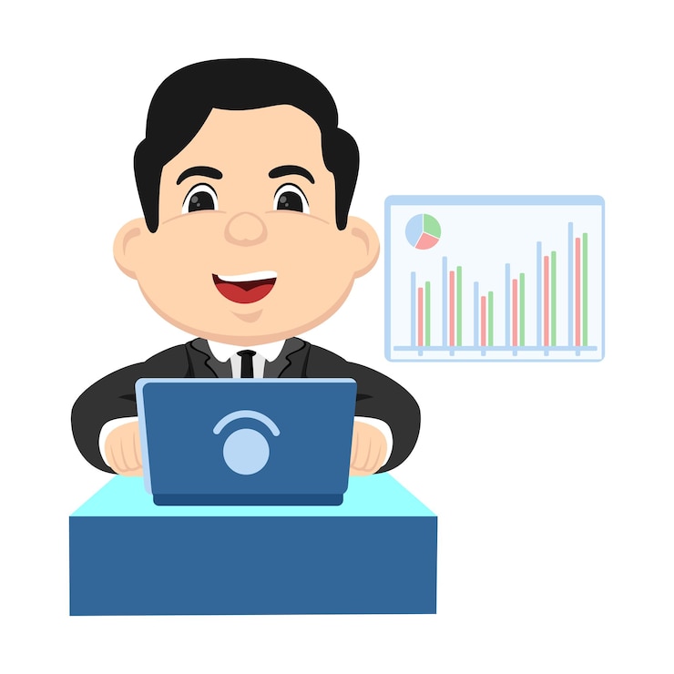 Vector el hombre de negocios analizando datos